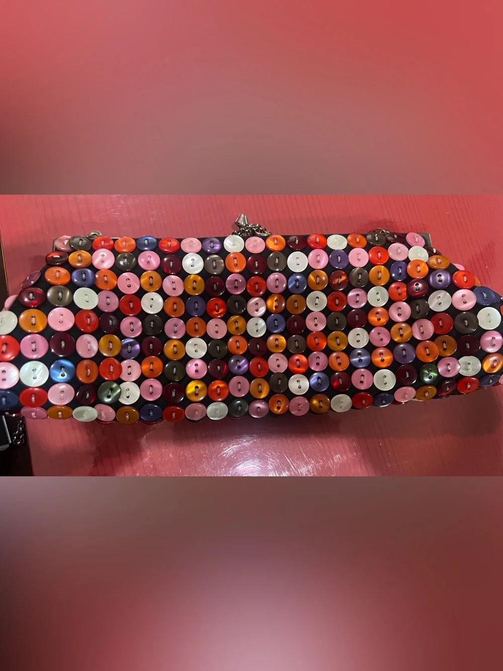 VTG Multicolor Button-Embellished Chain Shoulder Bag